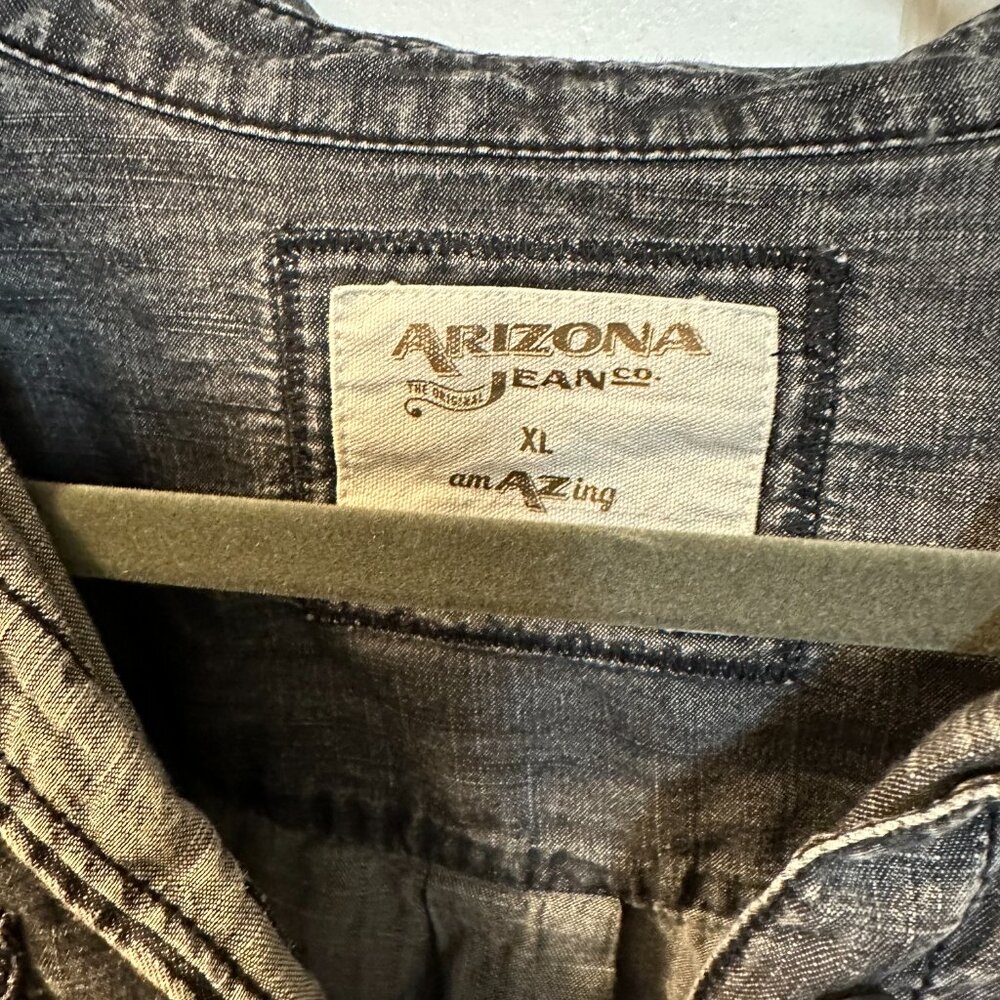 Arizona Jean Company Women's Size XL Long Sleeve Washed Black Button-Up Shirt - Picture 5 of 5